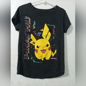 Nintendo Pikachu Kids Graphic T-Shirt - Black/Yellow - Size Medium (7-8)
